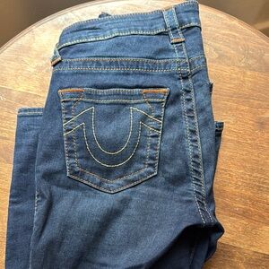 True Religion Blue Jeans Jennie curvy mid rise super skinny size 28